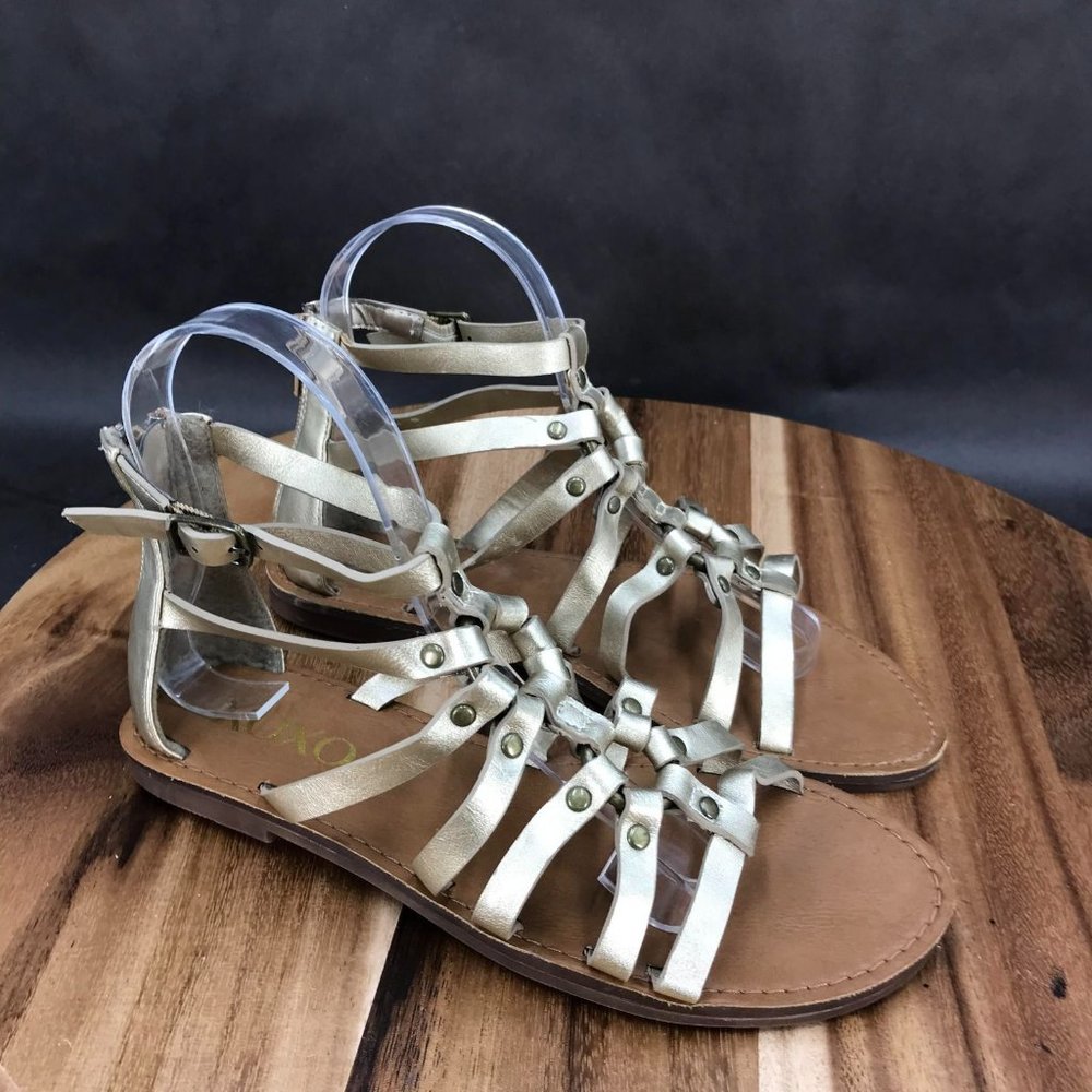 XOXO Gold Gladiator Sandals with Flat Sole